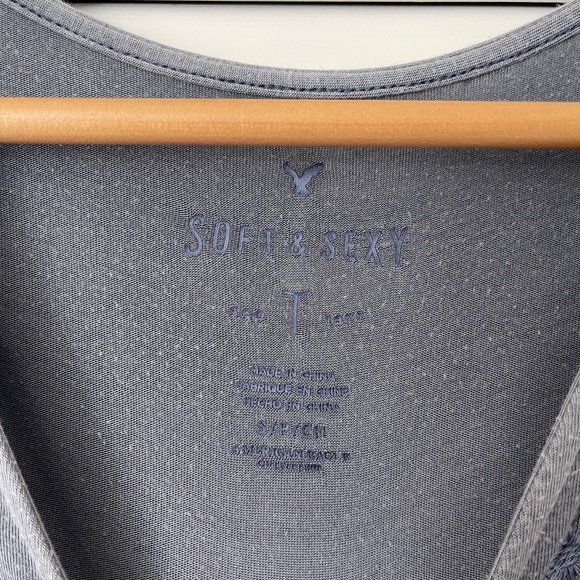 AE Dusty Blue Embroidered Top - Picture 4 of 4